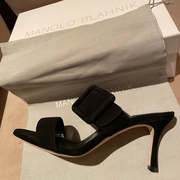 MANOLO BLAHNIK Gable Black Mule - Picture 1 of 7